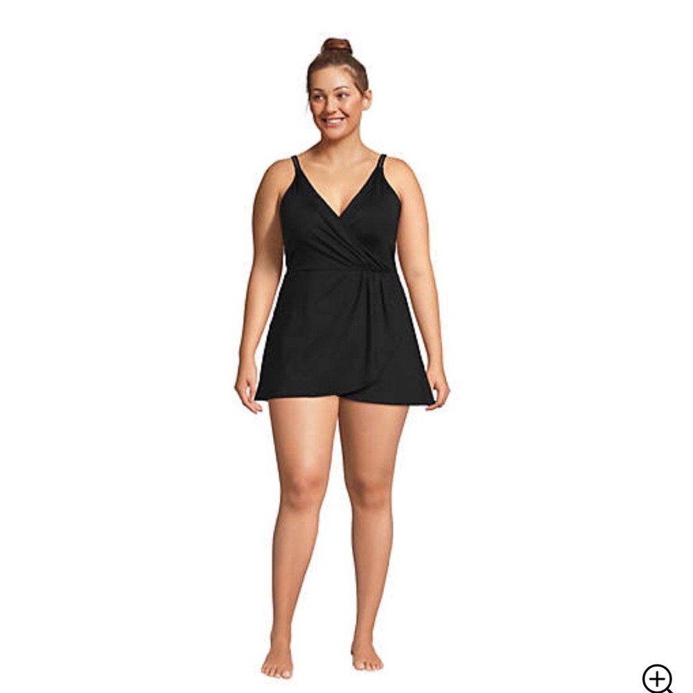 Lands' End Women's Black Swim Dress One Piece